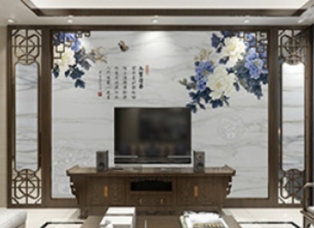 【玉质清华】新中式轻奢风格客厅沙发背景墙高温微晶石背景墙