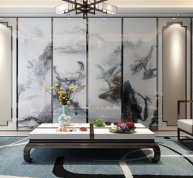 【云淡风轻】微晶石瓷砖背景墙 简约中式现代客厅影视墙砖