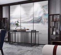 【青山雅室】新中式高温大板璃彩釉客厅背景墙瓷砖壁画